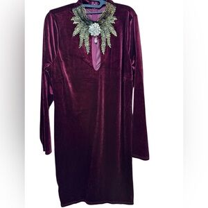 J.OUR Burgundy Velvet V-Neck Bodycon Mini Dress Size 1X